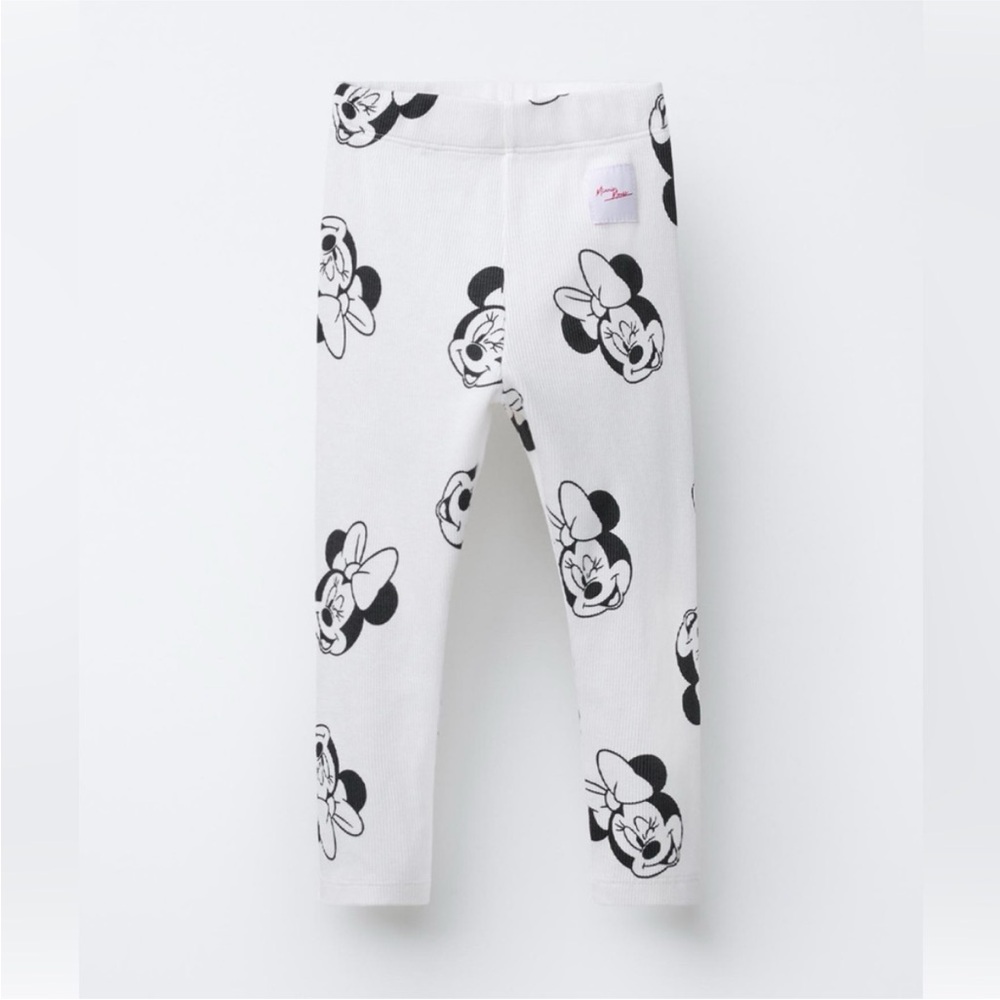 ZARA MINNIE MOUSE DISNEY RIBBED PRINT LEGGINGS